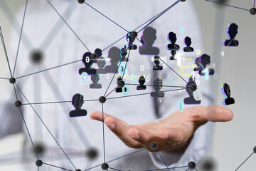 Aufkleber - Global network. Blockchain. 3D illustration. Neural networks and artificial intelligence. Abstract  3d
