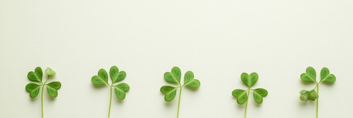 Poster - Minimalist Composition of Shamrocks on Light Background