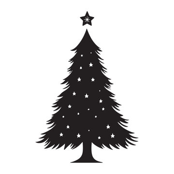 Christmas tree black silhouette vector illustration isolated on a white background