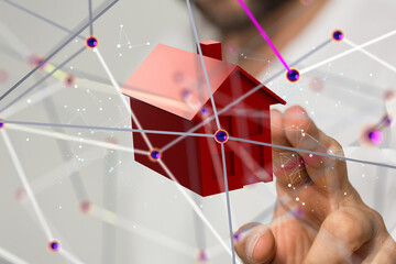 Poster - house. data Big data visualization background.Abstract technology - 3d