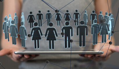 Poster - conference Digital Network and data concept 3d