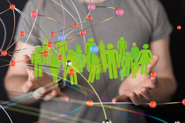 Fototapete - Global network. Blockchain. 3D illustration. Neural networks and artificial intelligence. Abstract  - 3d