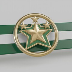 Aufkleber - A gold star emblem with three smaller stars, encircled in gold on a green and white background.