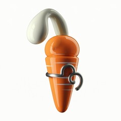 Poster - A playful 3D rendering of a carrot with a whimsical, cream-colored top.