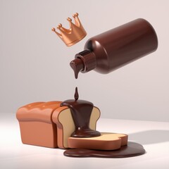 Poster - Chocolate sauce poured over bread, crowned with a golden crown, a delicious treat.