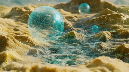 Poster - A holographic map projecting the terrain of a newly discovered alien world 