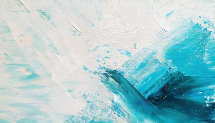 Aufkleber - abstract turquoise and white wave texture painting for modern interiors, ocean inspired art with vibrant brush strokes

