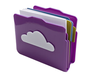 Poster - Isolated Purple Cloud Folder with Papers