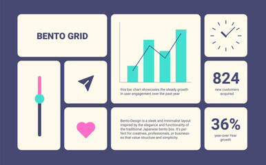 Wall Mural - modern bento grid web business layout with simple shape. trending bento brick ui ux template. web co