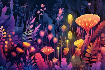 Aufkleber - Vibrant microscopic ecosystem showcasing friendly microbes in a magical environment teeming with life. Generative AI