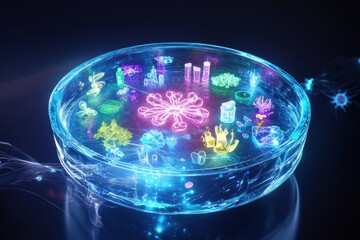 Fototapete - Creative shield protecting against harmful microbes in a futuristic laboratory setting. Generative AI