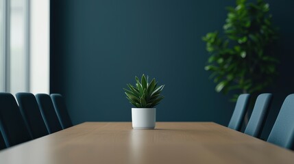 Poster - Modern meeting room with empty table and ergonomic seating