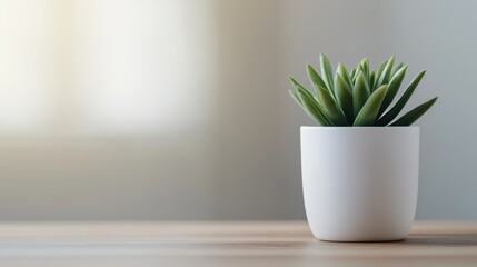 Poster - Small succulent plant adding a touch of nature to minimalist office desk
