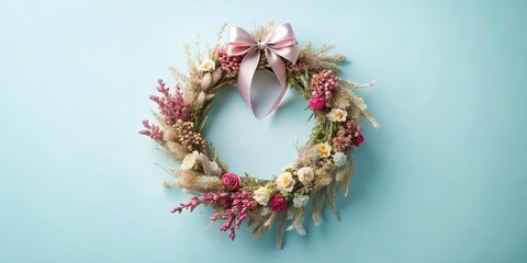 Sticker - Elegant Dried Flower Wreath for Valentine's Day Decor. Generative AI