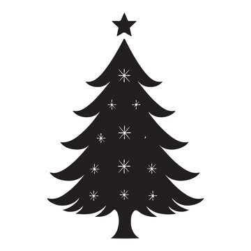 Christmas tree black silhouette vector illustration isolated on a white background