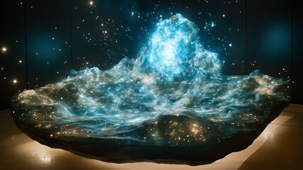 Poster - A holographic representation of a nebula, floating in a darkened room
