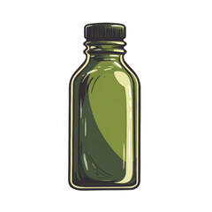 Poster - The image shows a stylized illustration of a dark capped green glass bottle suitable for various liquids.
