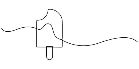 Aufkleber - Ice cream bar continuous one line drawing vector illustration, Ice Cream Single Line Icon, Ice cream in waffle cone in one continuous line drawing. Symbol dessert gelato for menu and business card .