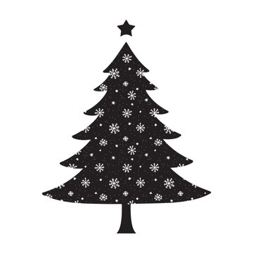 Christmas tree black silhouette vector illustration isolated on a white background