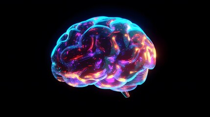 Poster - A vibrant, colorful illustration of a human brain depicting neural activity and connection, showcasing creativity and thought processes in a modern, abstract style.