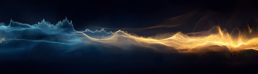 Poster - An abstract digital artwork displaying waves of blue and orange colors, creating a stunning visual contrast