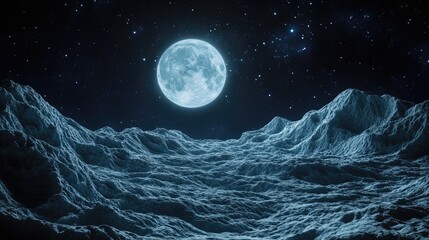 Wall Mural - Lunar Terrain Exploration. Majestic Overhead View of the Moon's Surface Under Cosmic Light