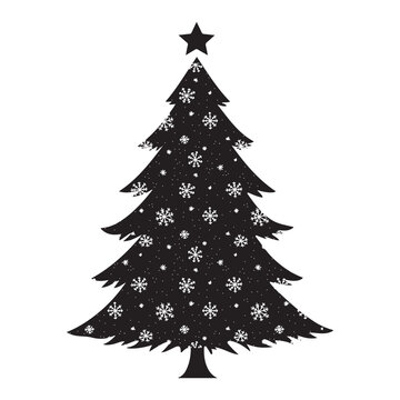 Christmas tree black silhouette vector illustration isolated on a white background