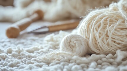 Canvas Print - close-up of wool fibers, clean and intricately textured