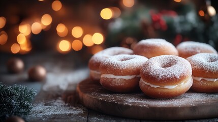 Sugared beignets on festive morning