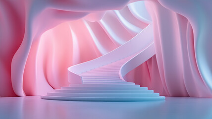 surreal staircase in colorful, abstract environment