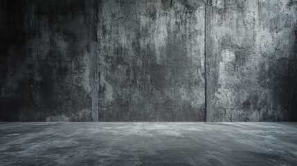 a dark room with a concrete floor and a wall