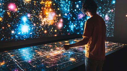 Poster - A person interacting with a holographic hologram of their past memories 