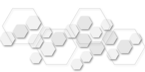 abstract white and grey hexagon technology geometric pattern concept white background. use for templ