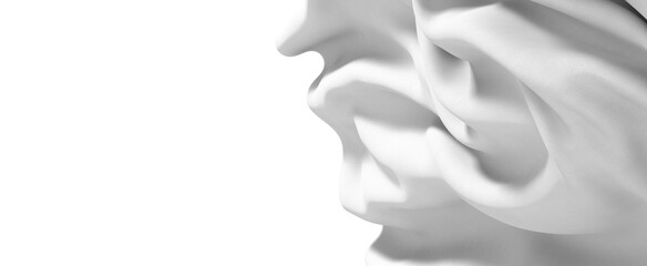 Poster - A close-up shot of a white fabric with soft folds and wrinkles, creating a smooth and elegant texture