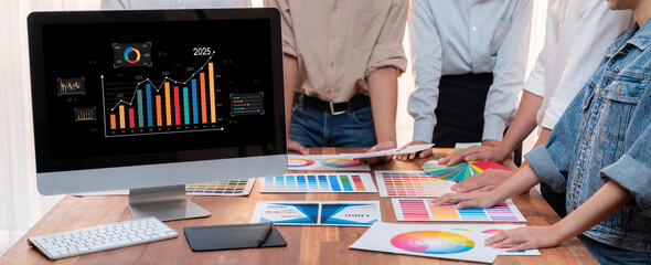 Leinwandbilder - Business data dashboard provide business intelligence analytic for marketing strategy planning brisk with big data set to analyze customer demands and foreseeing business future
