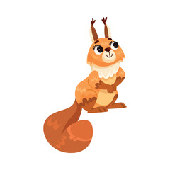 Wall Mural - Funny Squirrel Animal Character with Bushy Tail Sit Vector Illustration