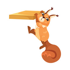 Wall Mural - Funny Squirrel Animal Character with Bushy Tail Hanging Vector Illustration