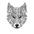 © lestari - Digital wolf head, circuit board design, futuristic, graphic design
