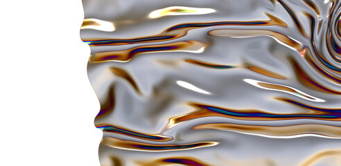 Aufkleber - Metallic fabric drapes and shimmers in a mesmerizing display of color and texture