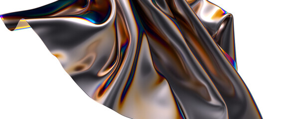Aufkleber - Metallic fabric drapes and shimmers in a mesmerizing display of color and texture