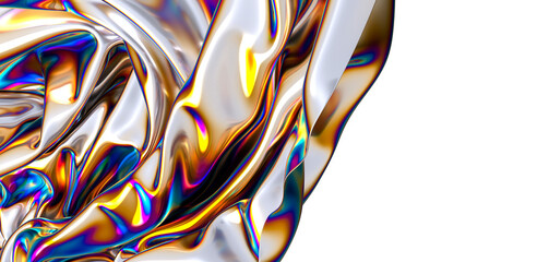 Poster - Shimmering metallic fabric catching the light with a rainbow of colors
