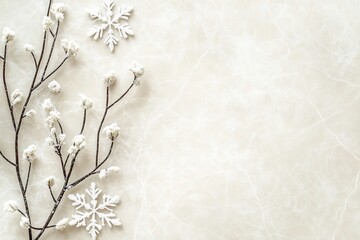 Poster - Smooth white marble adorned with subtle engraved snowflake patterns creates a sophisticated luxury atmosphere
