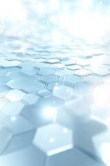 Poster - Featuring a three-dimensional hexagonal grid pattern, this minimalist tech background has glowing blue and white accents. Soft shadows enhance its depth, creating a sleek modern aesthetic