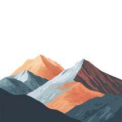 Poster - An abstract artistic representation of a mountain range with varied colors and textures against a black background.