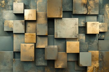 Poster - This design showcases a futuristic arrangement of stacked 3D blocks in neutral and metallic tones, creating a layered effect that symbolizes digital storage. Soft shadows enhance the modern aesthetic
