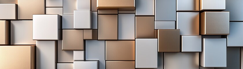 Poster - This design showcases a collection of stacked 3D blocks arranged in neutral and metallic tones. The clean layout emphasizes data layers and digital storage concepts