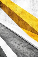 Poster - A modern transport-themed design showcases striking white and yellow road lines set against a textured asphalt surface. Soft shadows enhance depth, creating an engaging backdrop 