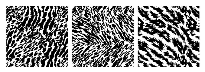 Wall Mural - abstract animal skin patterns in black and white vector design