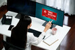 © Summit Art Creations - Virus warning alert on computer screen detected brisk cyber threat , hacker, computer virus and malware