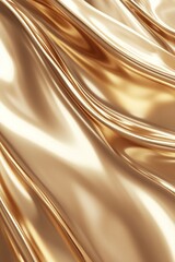 Poster - This abstract 3D background showcases smooth, wave-like shapes in luxurious golden tones. The matte and metallic finishes create a striking visual impact, enhanced by soft light reflections